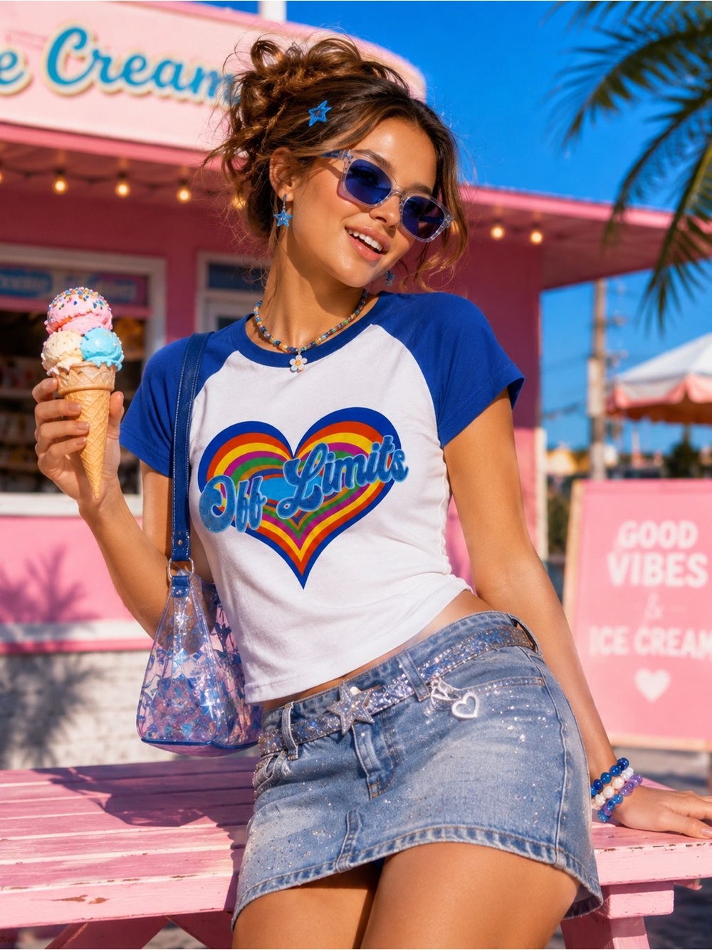 Urban Outfitters Off Limits Heart Raglan Tee Y2K Summer
